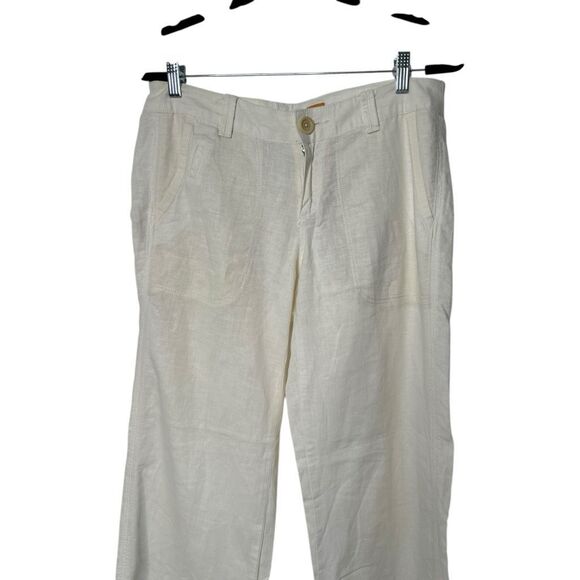 Pilcro and The Letterpress Anthropologie White Wide Leg Linen Pants Sz 6 Classic - Picture 2 of 9